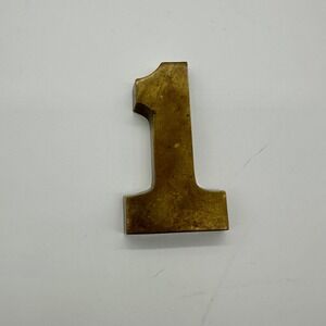 Vintage Brass #1 number one Heavy Metal Paperweight figure MCM